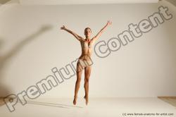 Underwear Gymnastic poses Woman White Moving poses Slim long blond Dynamic poses Academic